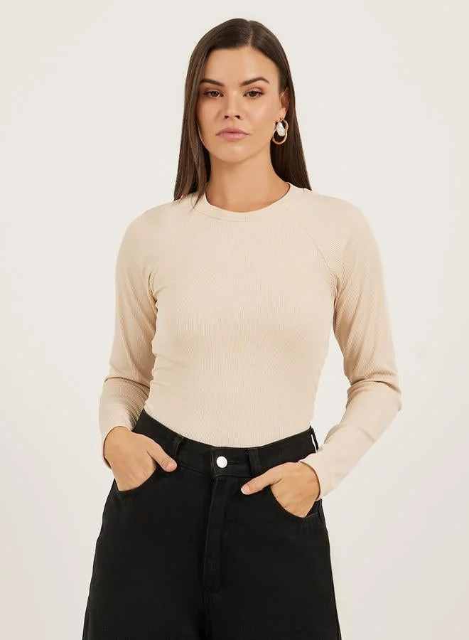 Take Two Solid Round Neck Fitted T-Shirt